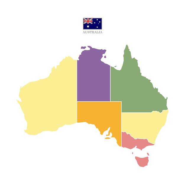 Vetor silhueta e mapa colorido da austrália