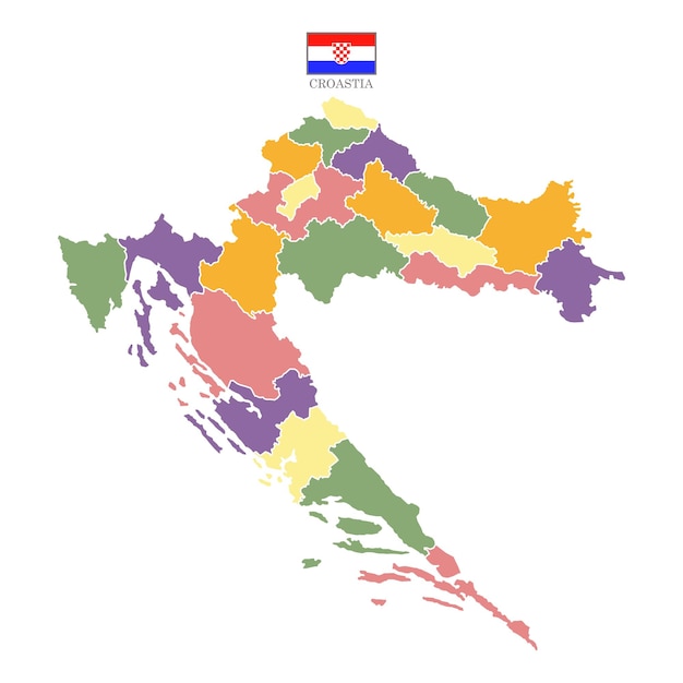 Silhueta e mapa colorido da croácia