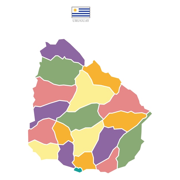 Vetor silhueta e mapa colorido do uruguai