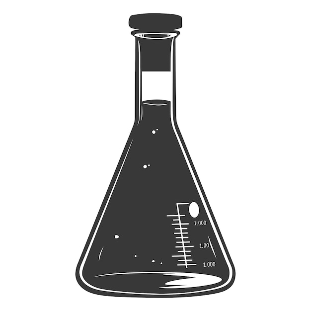 Vetor silhueta erlenmeyer flask tube laboratório vidro só cor preta