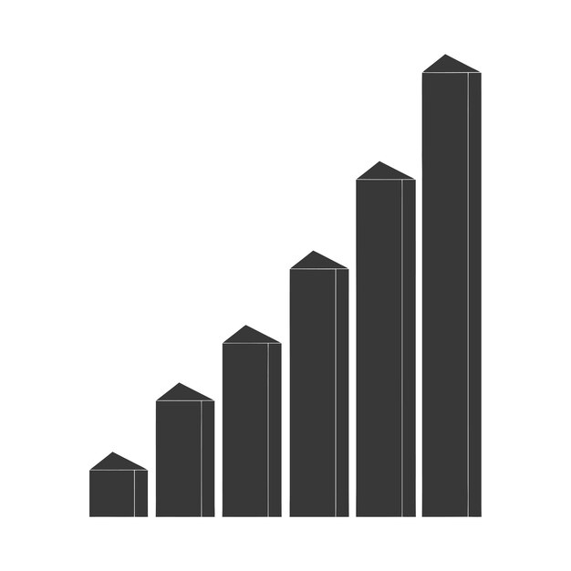 Vetor silhueta infográfico gráfico de barras crescimento objeto 2d cor preta apenas