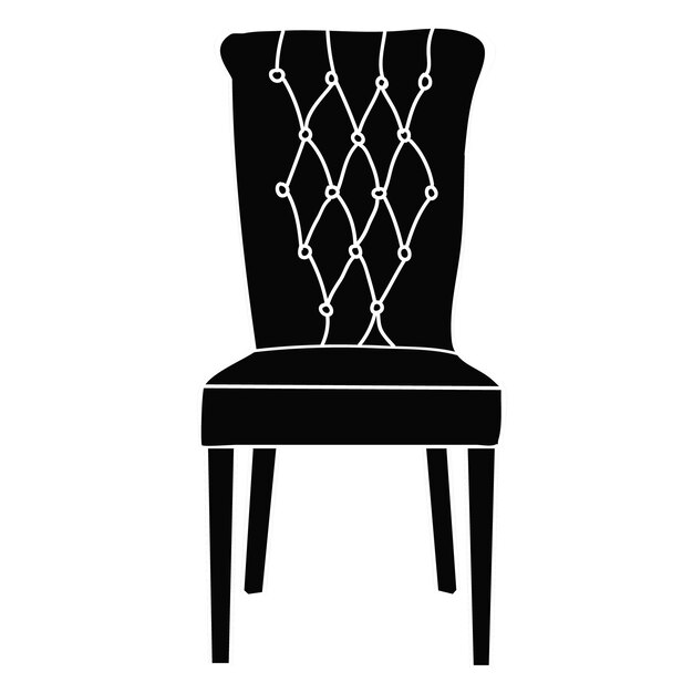 Silhueta isolada do ícone da cadeira no fundo branco