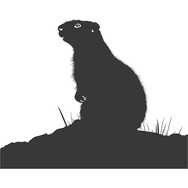 Vetor silhueta marmota animal cor preta apenas corpo inteiro
