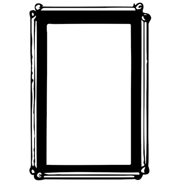 Silhueta negra de moldura artística isolada no estilo grunge branco com bordas irregulares Clipart