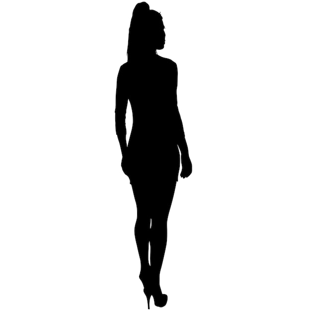 Vetor silhueta negra de uma linda garota em um fundo branco