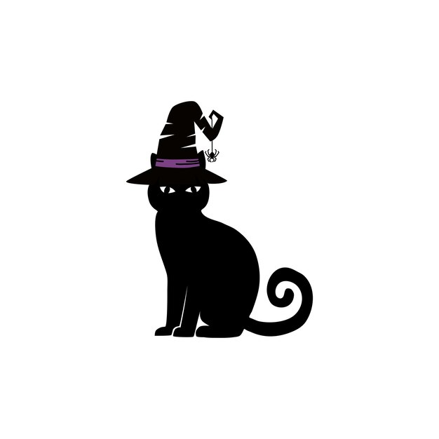 silhueta de gato preto para desenhos de halloween. mão desenhada ilustração  em vetor animal fofo. 9362387 Vetor no Vecteezy