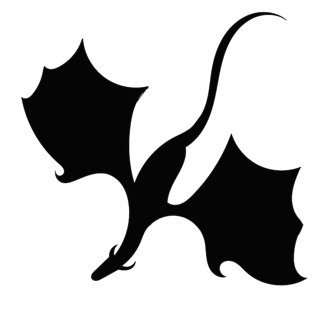 Silhueta negra do dragão, sobre fundo branco