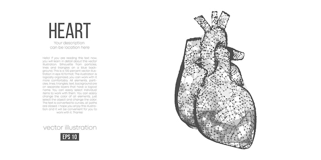 Vetor silhueta poligonal abstrata de coração