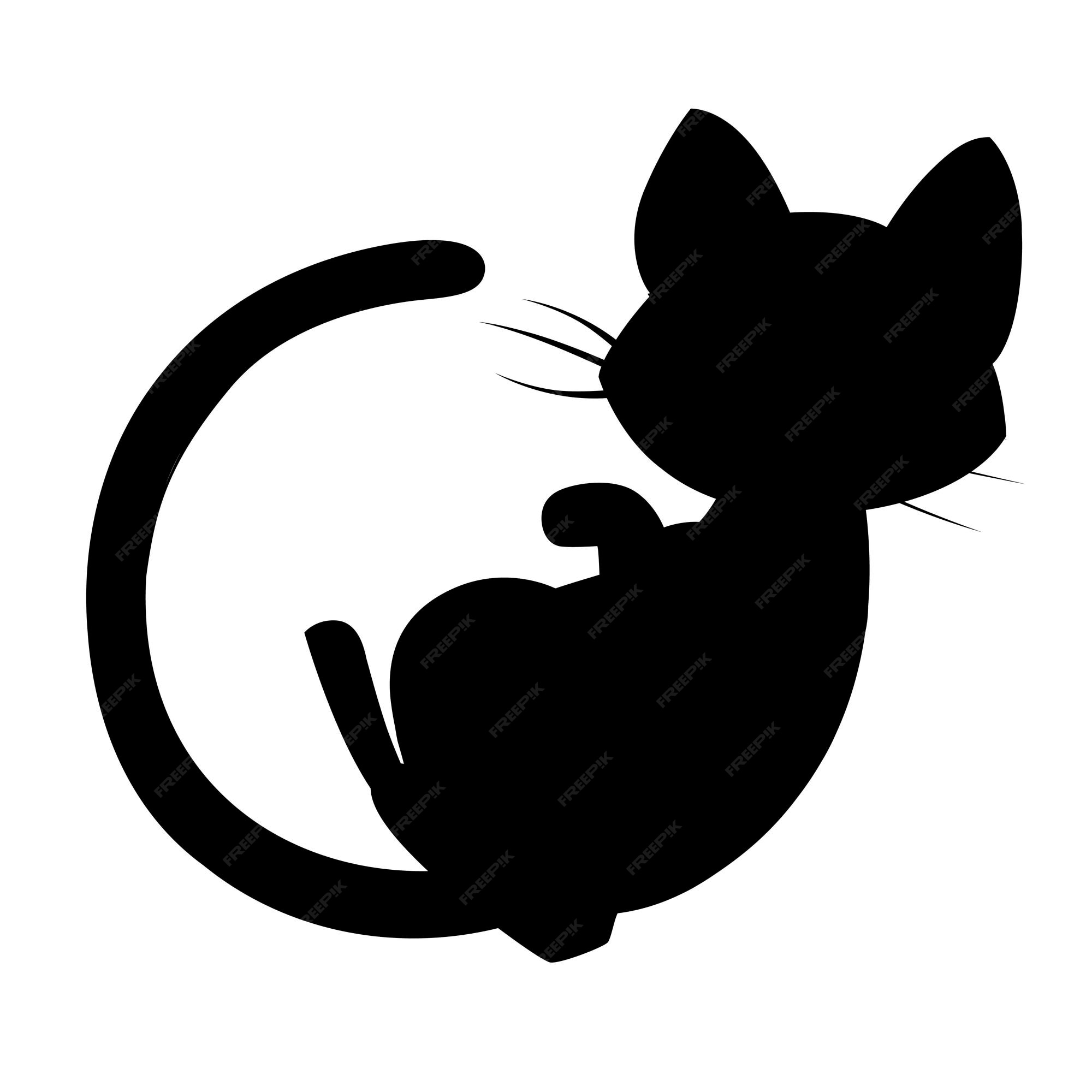 Silhueta De Gato Preto. Entregue A Ilustração Do Desenho Isolada No Fundo  Branco. Ilustraciones svg, vectoriales, clip art vectorizado libre de  derechos. Image 32380543