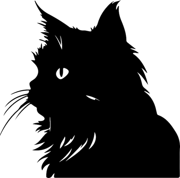 Vetor silhueta preta de gato persa com fundo transparente