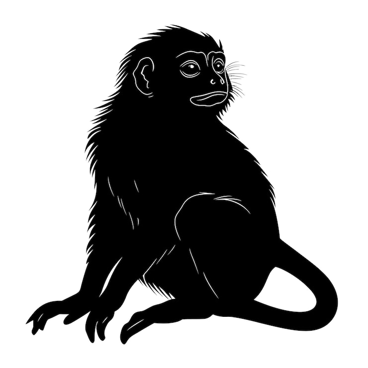 Vetor silhueta preta de um geoffroys tamarin 1eps