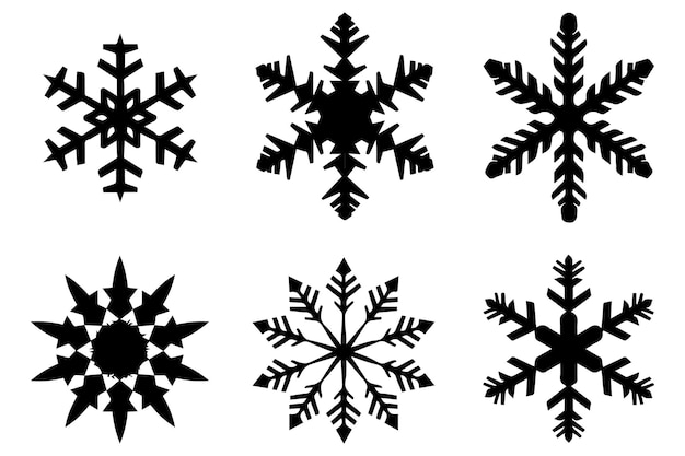 silhueta preta floco de neve vetor de fundo branco