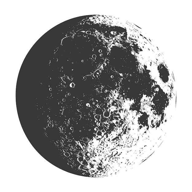 Vetor silhueta primeiro quarto lua cor preta apenas