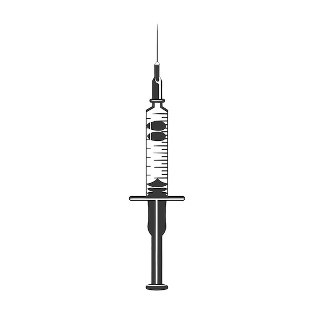 Vetor silhueta seringa médica cor preta apenas