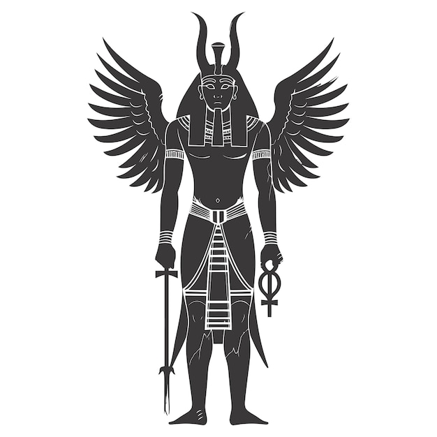 Vetor silhueta sphinx o egito criatura mítica cor preta só corpo inteiro