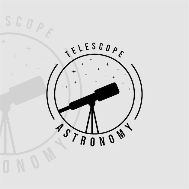 Silhueta telescópio astronomia logotipo ilustração vetorial vintage ícone do modelo design gráfico com círculo crachá