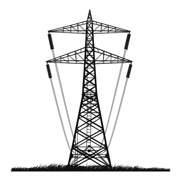 Vetor silhueta torre de transmissão elétrica cor preta apenas