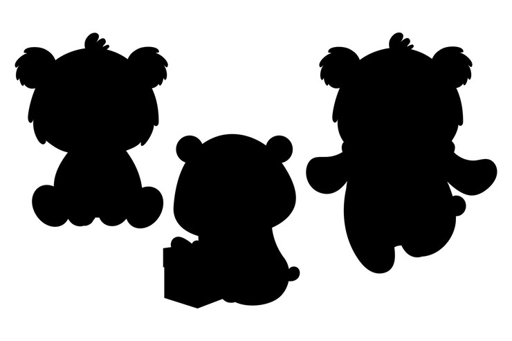Vetor silhueta urso animal vetor ilustração isolada mão negra desenhada coleção de crianças