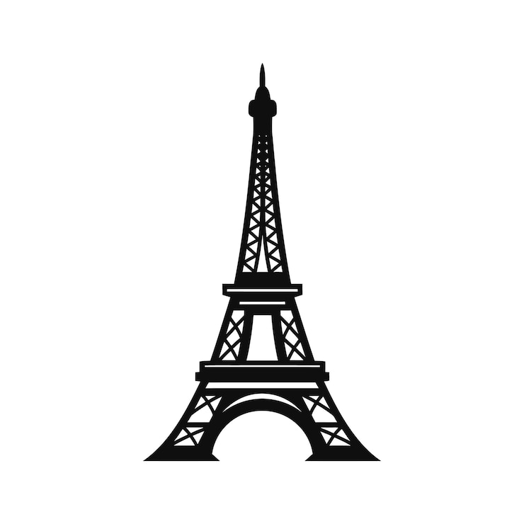 Vetor silhueta vetorial do ícone do marco da torre eiffel