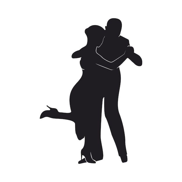 Silhuetas de dançarinos de tango