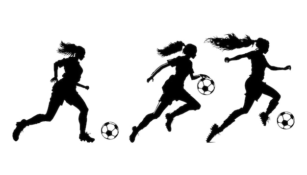 Vetor silhuetas de jogadores de futebol feminino silhueta de jogadora de futebal feminina silhueta