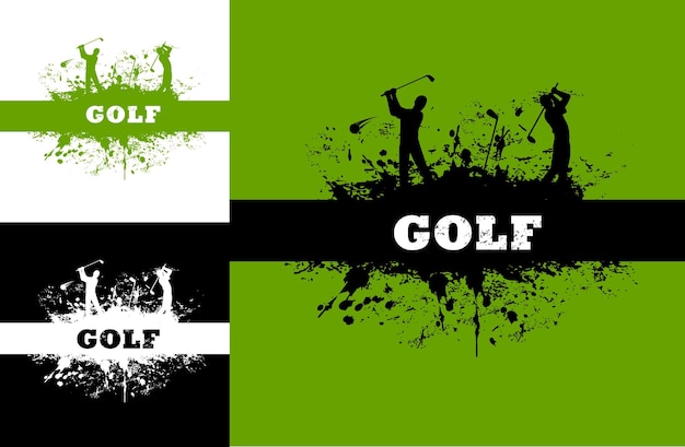 Silhuetas de jogadores de golfe de esporte de golfe