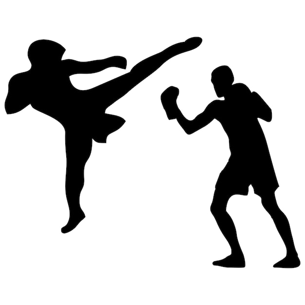 Silhuetas de lutas com punhos de artes marciais