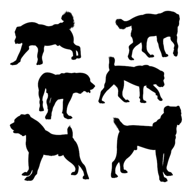 Silhuetas de mamíferos de cães alabai