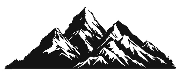 Vetor silhuetas de montanhas desenhadas à mão para ilustração vetorial de ícones de altas montanhas