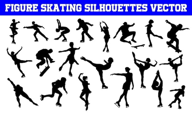 Silhuetas de patinação artística vector | patinação artística svg | clipe | gráfico | cortando arquivos