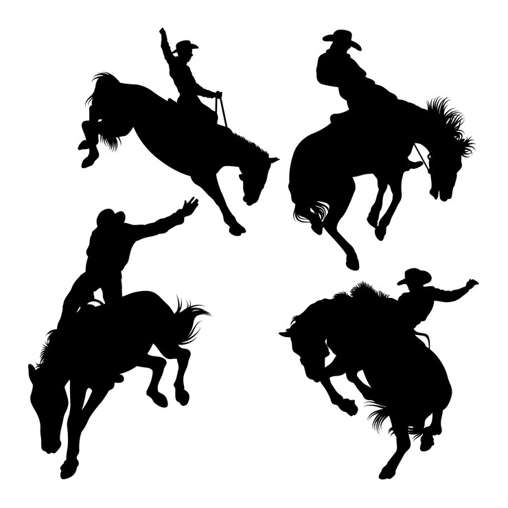 Vetor silhuetas de rodeio masculinas