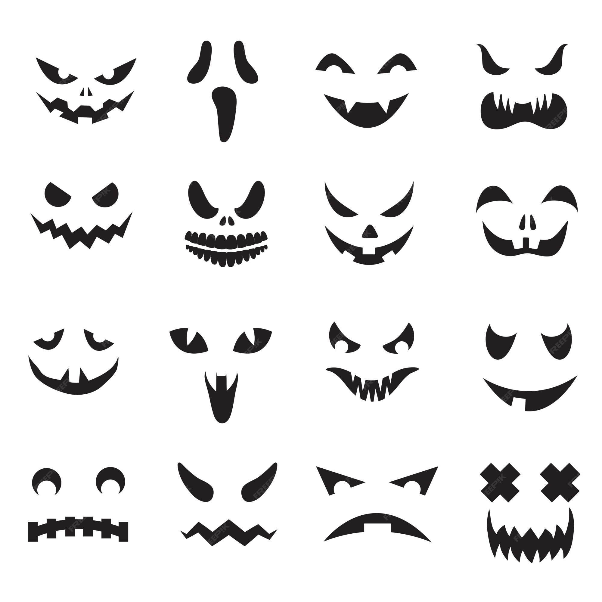 Vetores de Cara De Halloween Rostos Sorridentes Assustadores Boca Com Ponto  É Costurado Em Fundo Preto Design Plano De Fantasma Monstro Coringa Mal  Conceito De Halloween Ilustração Vetorial e mais imagens de