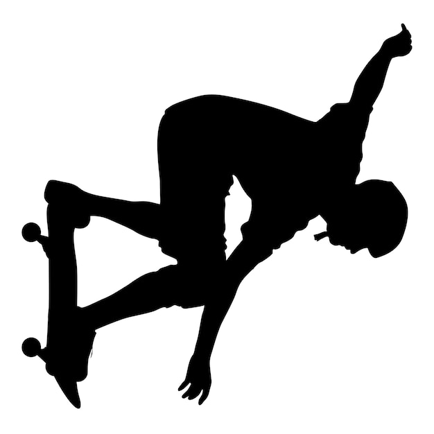 Silhuetas de um skatista executa ilustração vetorial de salto