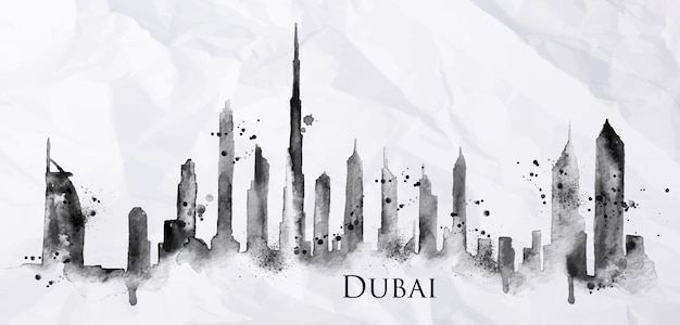 Silueta, de, dubai, cidade