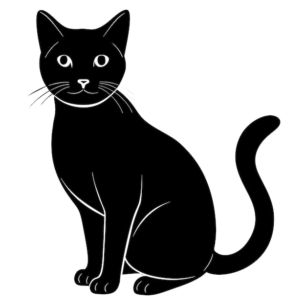 Silueta de gato minimalista em fundo branco perfeito para projetos de design gráfico