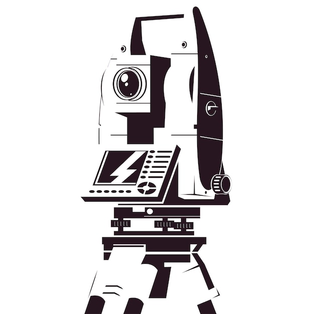 Vetor silueta de instrumento geodésico para trabalhos geodésicos