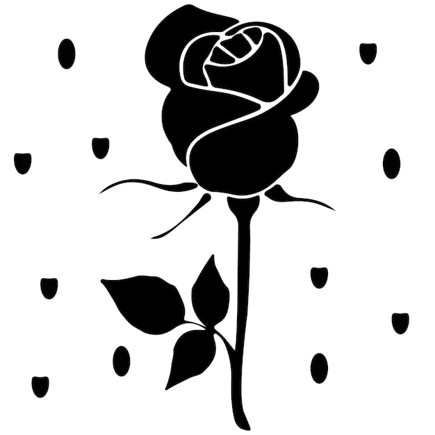 Silueta preta de rosa ícone decorativo de flor de rosa ilustração vetorial de flor