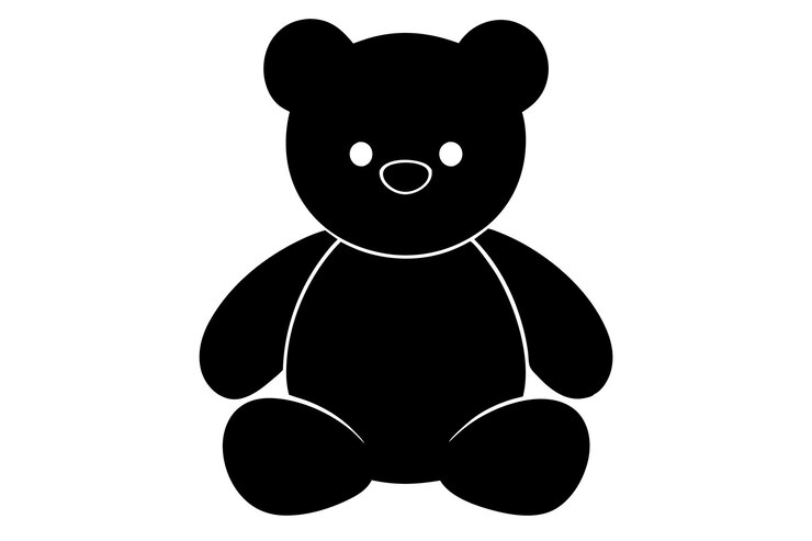 Vetor silueta vetorial de urso de pelúcia ícone de peluche preto bonito