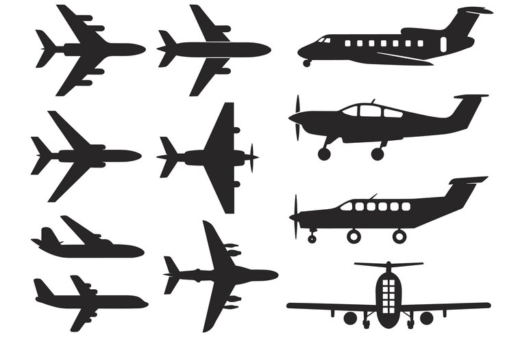 Vetor siluetas de aviões