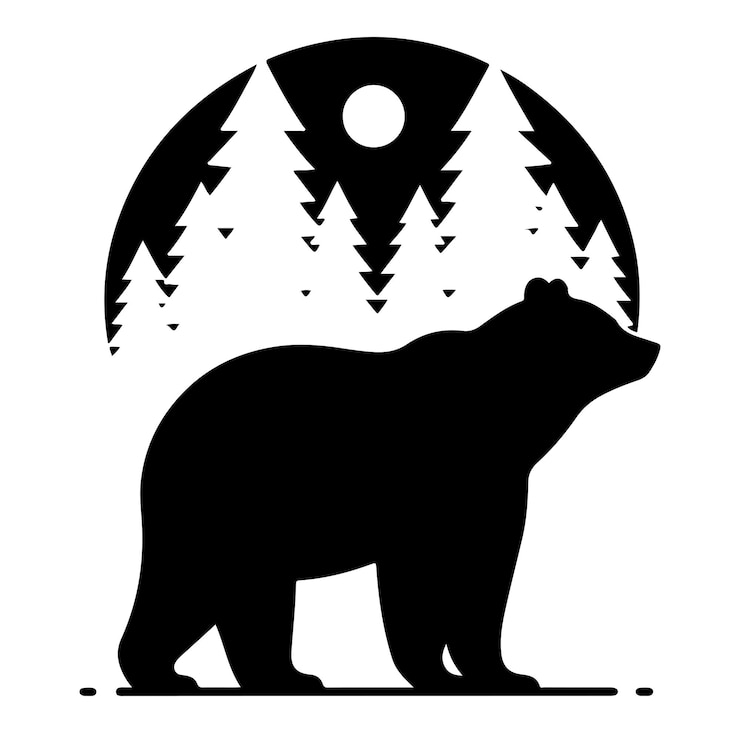 Vetor siluetas de urso em fundo branco