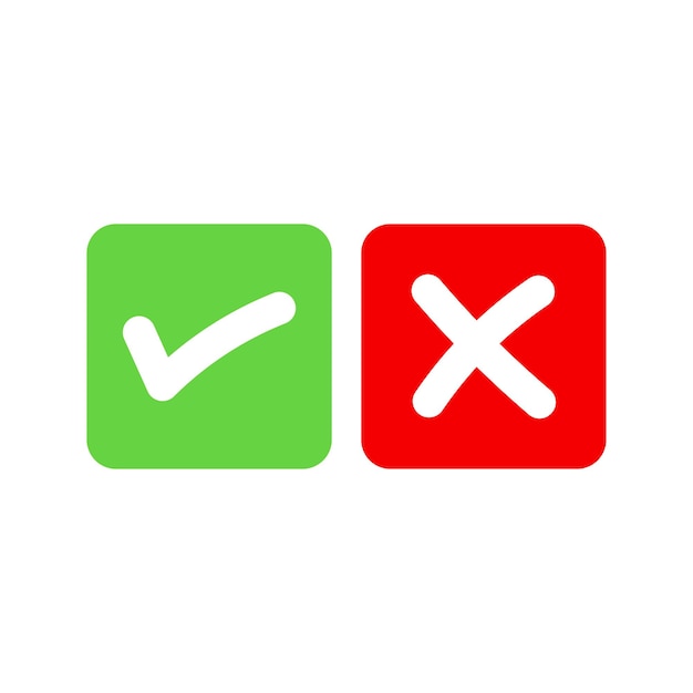 Sim ou Não ilustração do ícone da marca de verificação