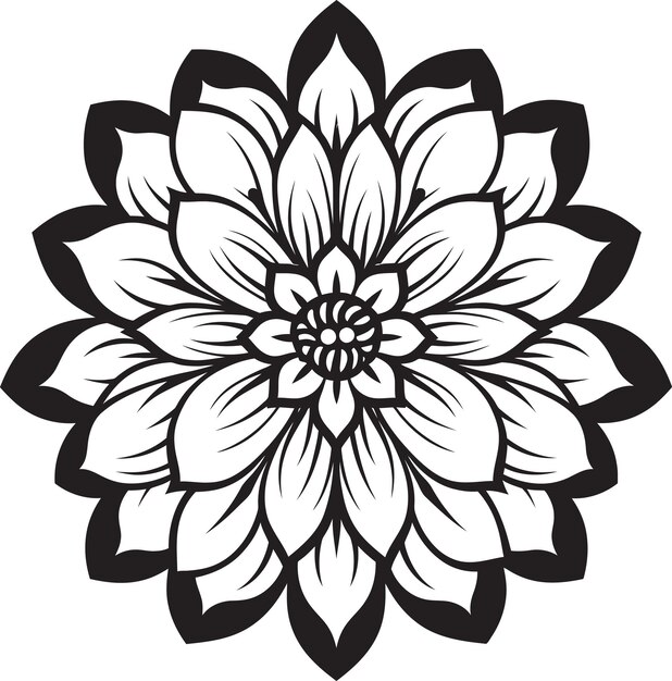 Vetor simbolismo floral minimalista arte de ícones estilosa impressão de pétalas elegantes vector de logotipo preto