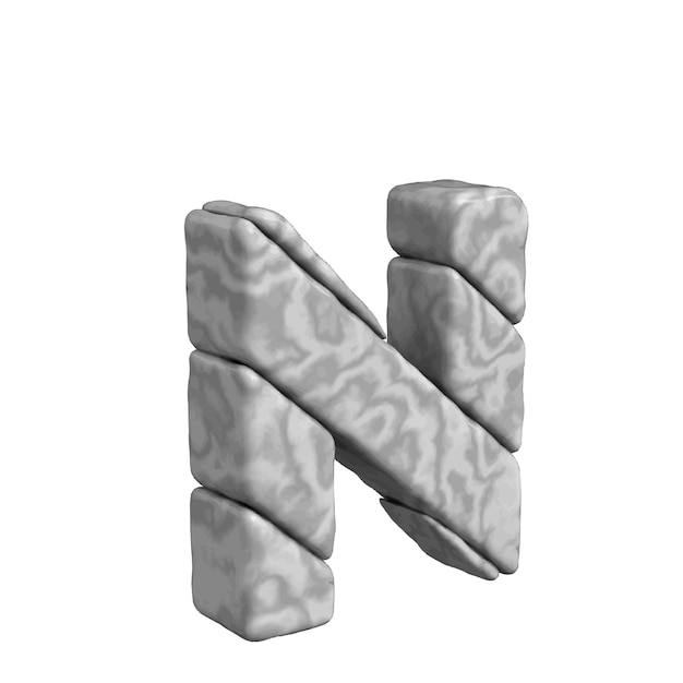Símbolo 3d feito da letra de mármore n