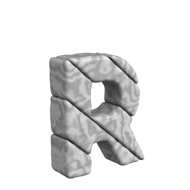 Símbolo 3d feito da letra de mármore r