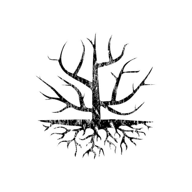 Vetor símbolo abstrato do grunge da árvore do círculo preto