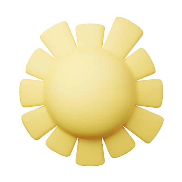 Vetor símbolo amarelo do sol isolado em fundo branco ilustração vetorial em estilo 3d