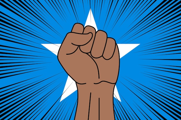 Vetor símbolo cerrado do punho humano na bandeira da somália