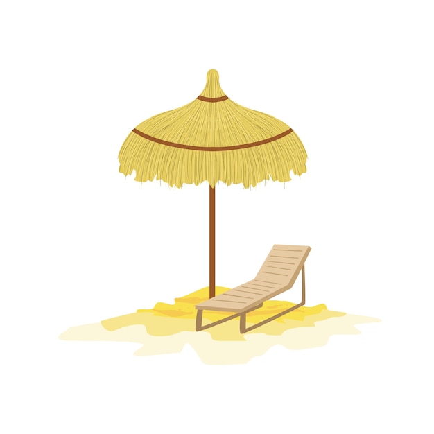 Símbolo clássico de férias havaianas de guarda-chuva e espreguiçadeira