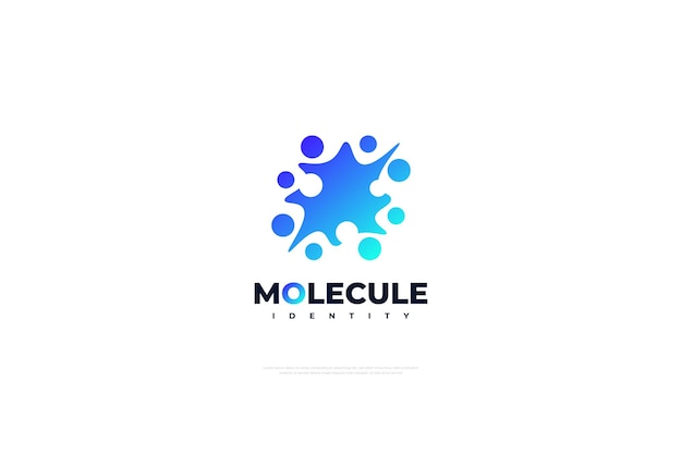 Símbolo da ciência abstrata do logotipo da molécula azul ou símbolo do logotipo da inovação do ícone