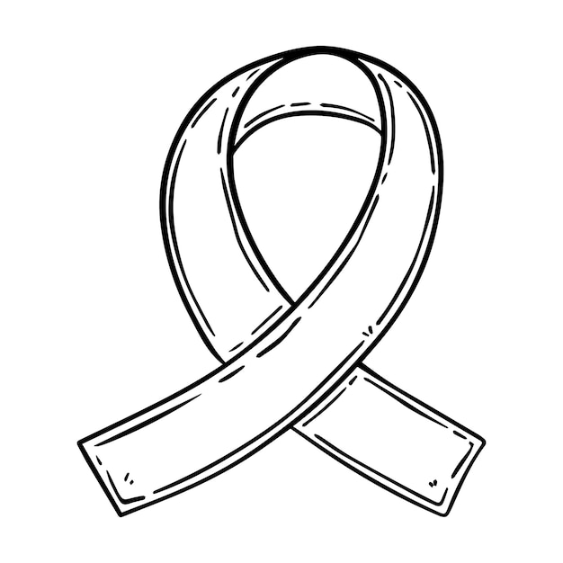 Vetor símbolo da fita da luta contra a aids doodle desenhos animados lineares